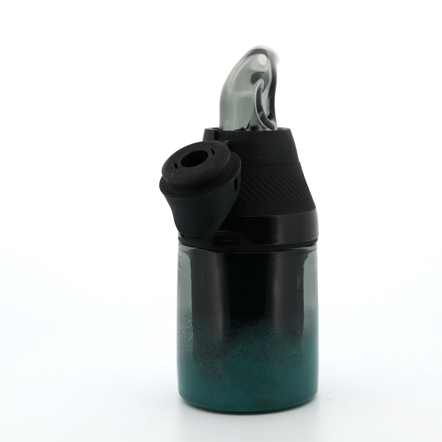 Shaggy Glass Smoke to Teal Frit “Tank & Snorkel” Set for Puffco Proxy Core
